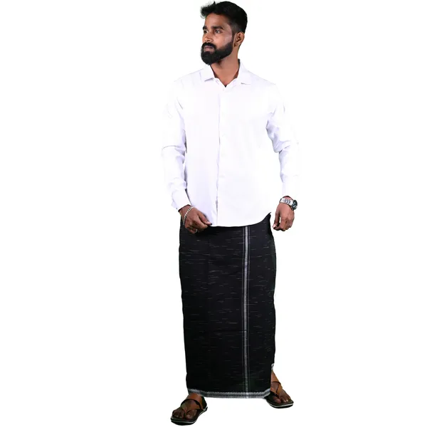 Cotton_Men'S_Single_Dhoti_With_Border-2Mtrs