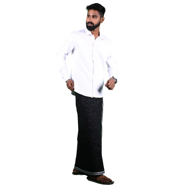 Cotton_Men'S_Single_Dhoti_With_Border-2Mtrs