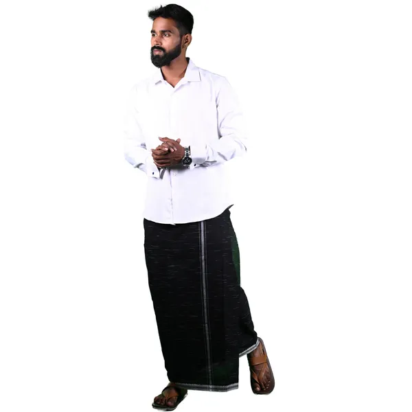 Cotton_Men'S_Single_Dhoti_With_Border-2Mtrs