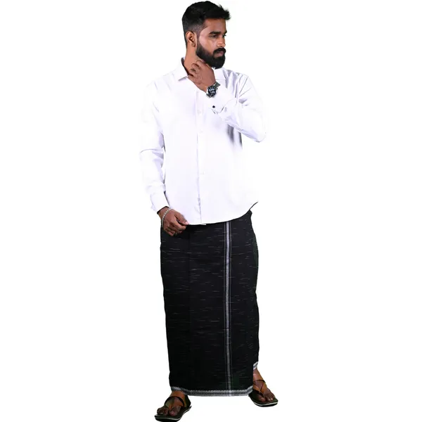 Cotton_Men'S_Single_Dhoti_With_Border-2Mtrs