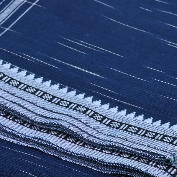 Dark_Blue_Cotton_Men'S_Single_Dhoti_With_Border-2Mtrs