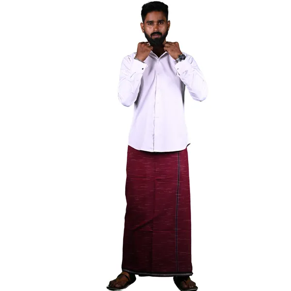 Cotton_Men'S_Single_Dhoti_With_Border-2Mtrs