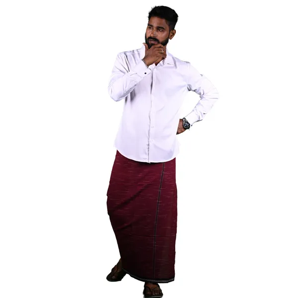 Cotton_Men'S_Single_Dhoti_With_Border-2Mtrs