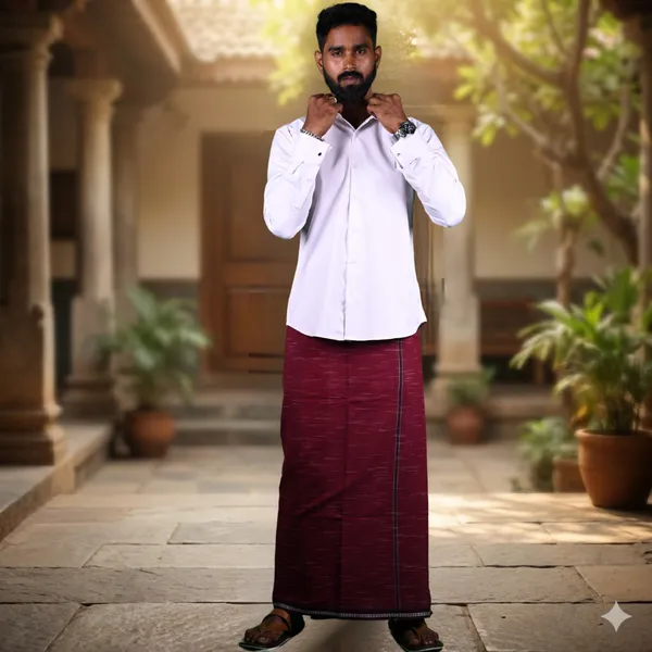 Cotton_Men'S_Single_Dhoti_With_Border-2Mtrs