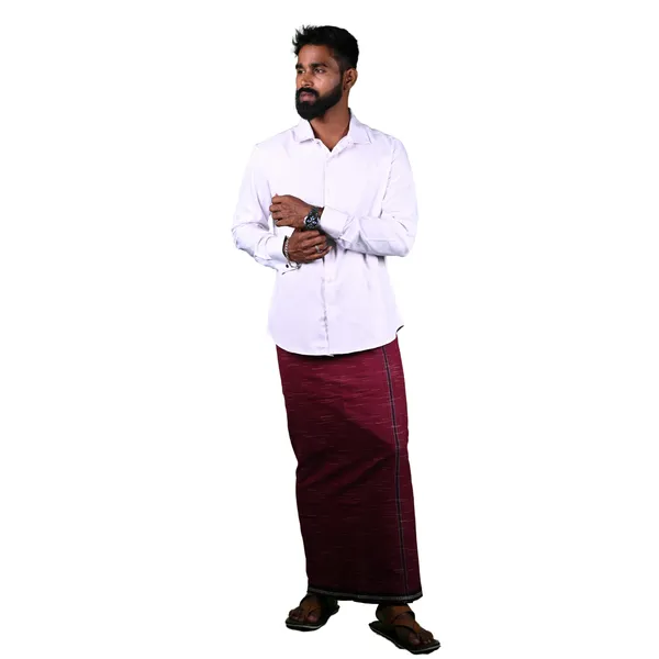Cotton_Men'S_Single_Dhoti_With_Border-2Mtrs