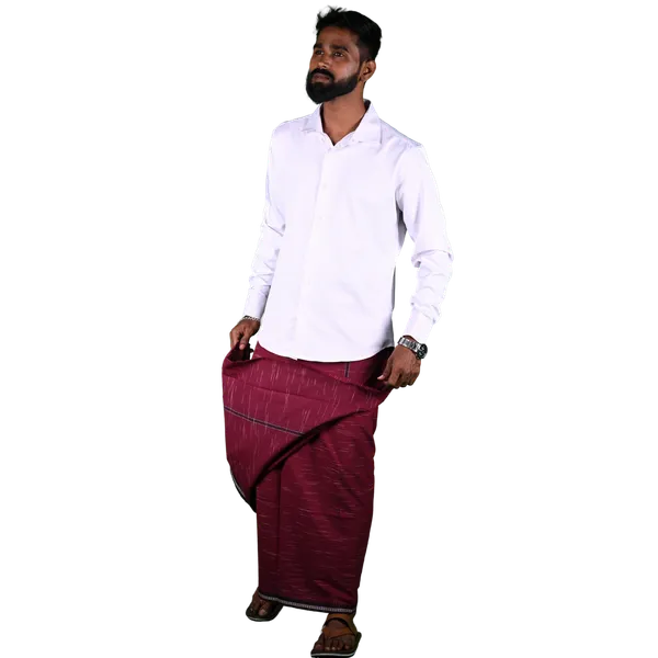 Cotton_Men'S_Single_Dhoti_With_Border-2Mtrs
