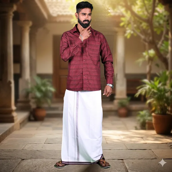 Cotton_Men'S_Single_Dhoti_With_Border-2Mtrs