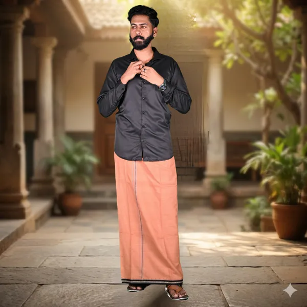Cotton_Men'S_Single_Dhoti_With_Border-2Mtrs