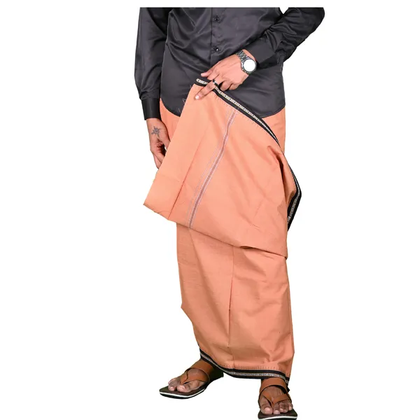 Cotton_Men'S_Single_Dhoti_With_Border-2Mtrs