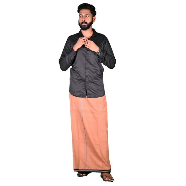 Cotton_Men'S_Single_Dhoti_With_Border-2Mtrs