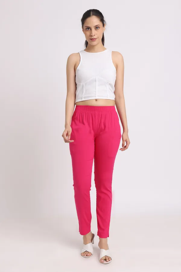 Dark_Pink_Rayon_Chudhidar_Pant_For_Women