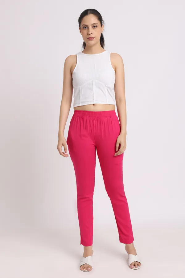 Dark_Pink_Rayon_Chudhidar_Pant_For_Women