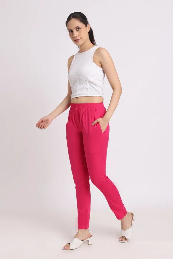 Dark_Pink_Rayon_Chudhidar_Pant_For_Women