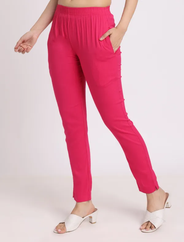 Dark_Pink_Rayon_Chudhidar_Pant_For_Women
