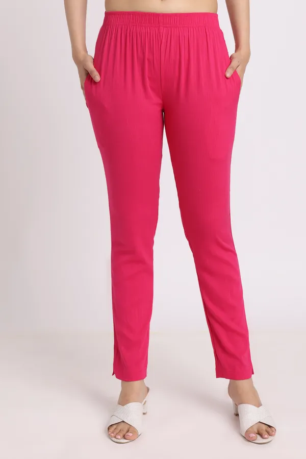 Dark_Pink_Rayon_Chudhidar_Pant_For_Women