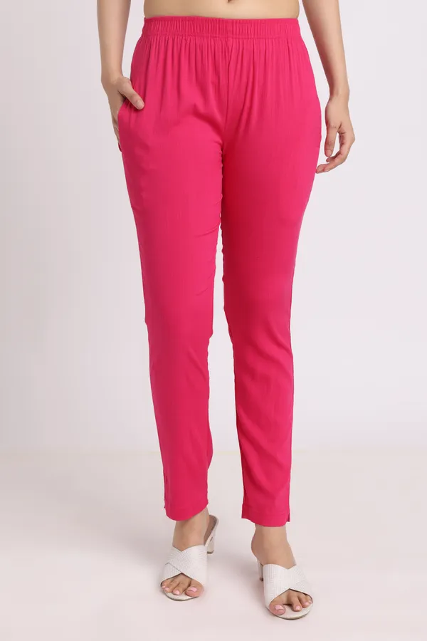 Dark_Pink_Rayon_Chudhidar_Pant_For_Women
