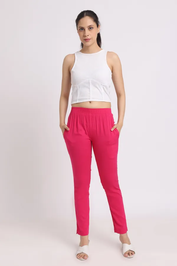 Dark_Pink_Rayon_Chudhidar_Pant_For_Women