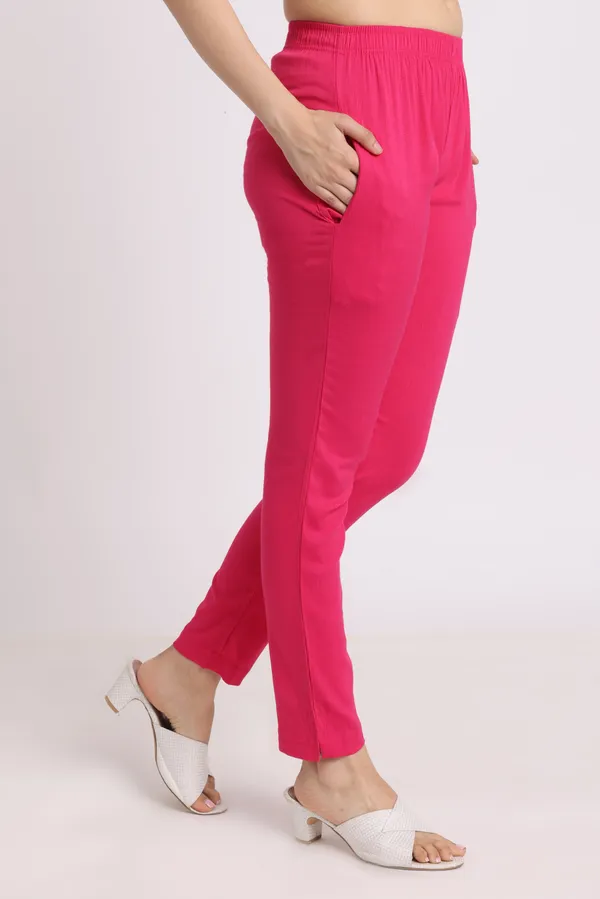 Dark_Pink_Rayon_Chudhidar_Pant_For_Women