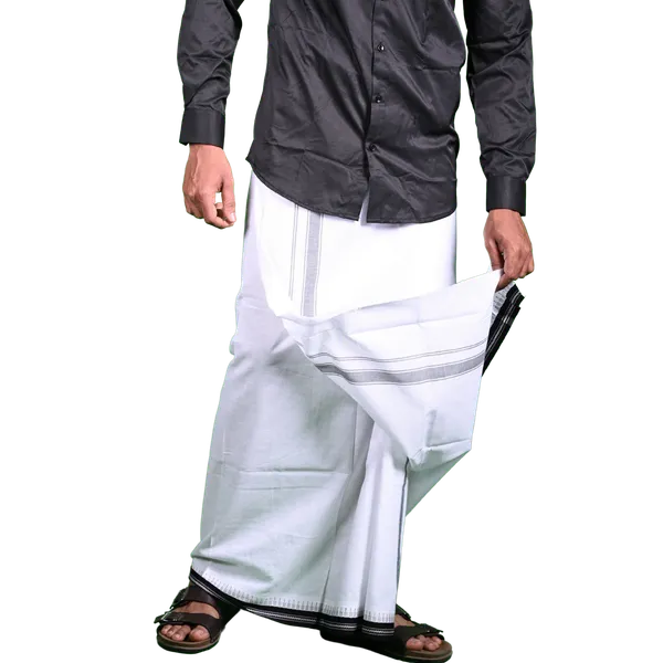 Cotton_Men'S_Single_Dhoti_With_Border-2Mtrs