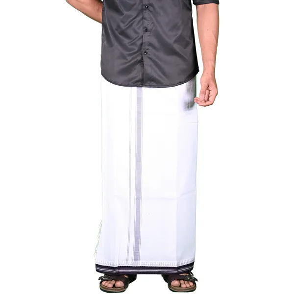 Cotton_Men'S_Single_Dhoti_With_Border-2Mtrs