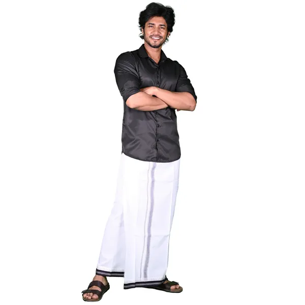 Cotton_Men'S_Single_Dhoti_With_Border-2Mtrs