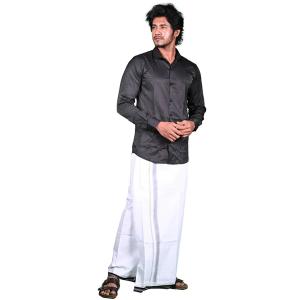 Cotton_Men'S_Single_Dhoti_With_Border-2Mtrs
