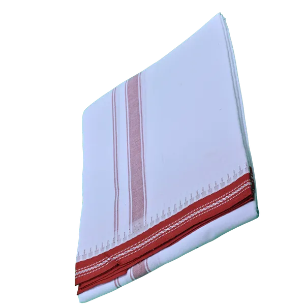 Coral_Cotton_Men'S_Single_Dhoti_With_Border-2Mtrs