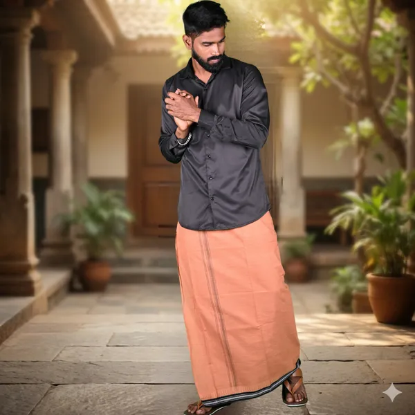Cotton_Men'S_Single_Dhoti_With_Border-2Mtrs