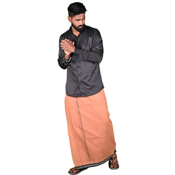 Cotton_Men'S_Single_Dhoti_With_Border-2Mtrs