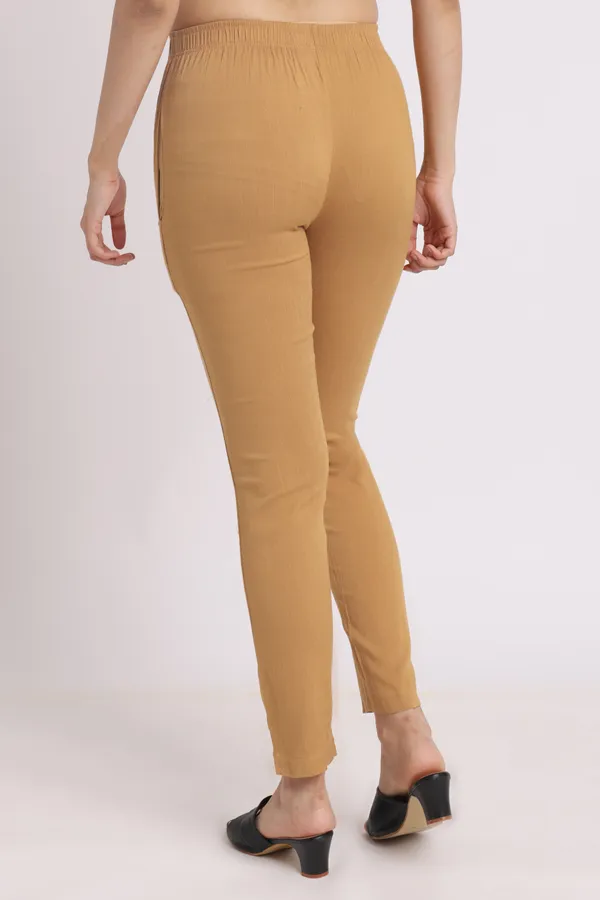 Light_Kakhi_Rayon_Chudhidar_Pant_For_Women
