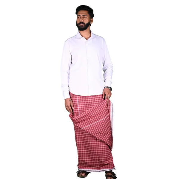 Cotton_Men'S_Single_Dhoti_With_Border-2Mtrs