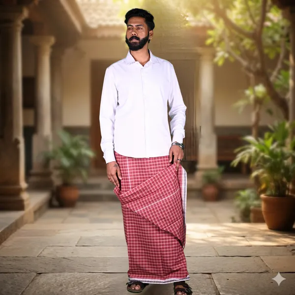 Cotton_Men'S_Single_Dhoti_With_Border-2Mtrs
