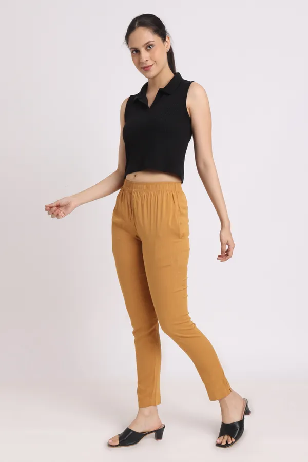 Khaki_Rayon_Chudhidar_Pant_For_Women