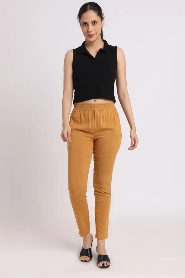 Khaki_Rayon_Chudhidar_Pant_For_Women