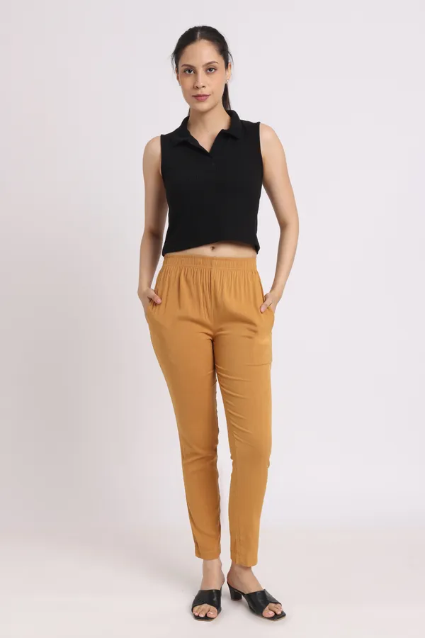 Khaki_Rayon_Chudhidar_Pant_For_Women
