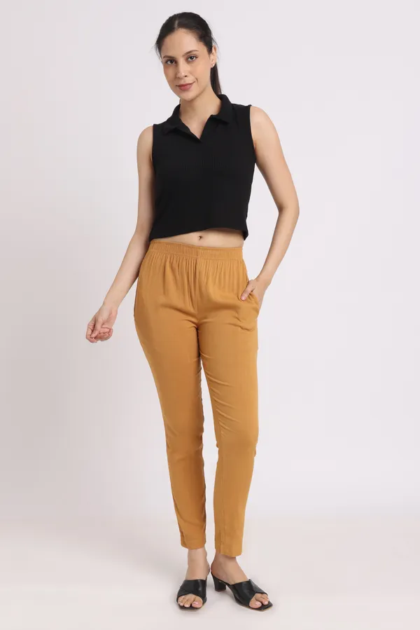 Khaki_Rayon_Chudhidar_Pant_For_Women
