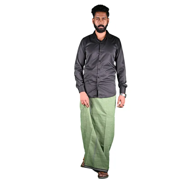 Cotton_Men'S_Single_Dhoti_With_Border-2Mtrs