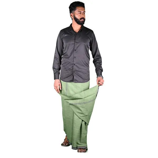 Cotton_Men'S_Single_Dhoti_With_Border-2Mtrs