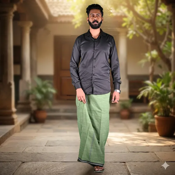 Cotton_Men'S_Single_Dhoti_With_Border-2Mtrs
