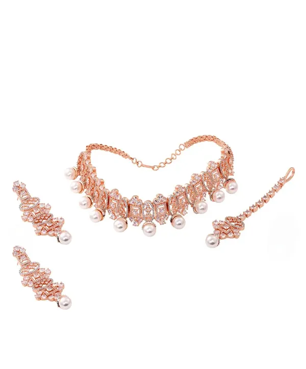 Rose_Gold_And_Studded_Handcrafted_Choker_Jewellery_Set
