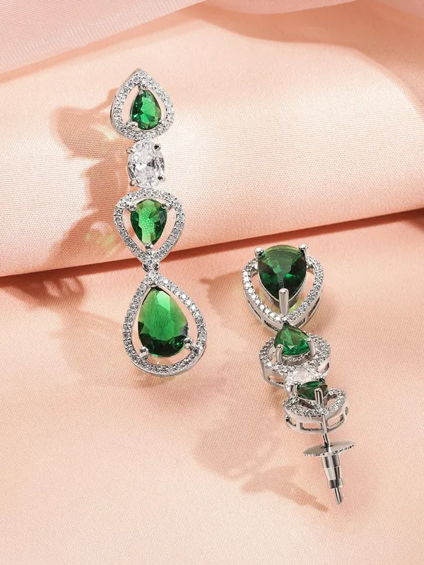 Green_Rhodium-Plated_Multi-Layer_Emerald_&_Cubic_Zirconia_Studded_Statement_Necklace_Set