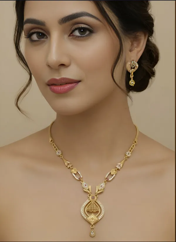 Micro_Gold_Plated_AD_Diamond_Studded_Fancy_Forming_Necklace_With_Earrings_For__Women