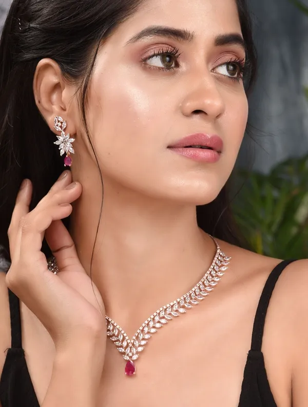 Rose_Gold_Red_Ad_Studded_Statement_Necklace_Jewellery