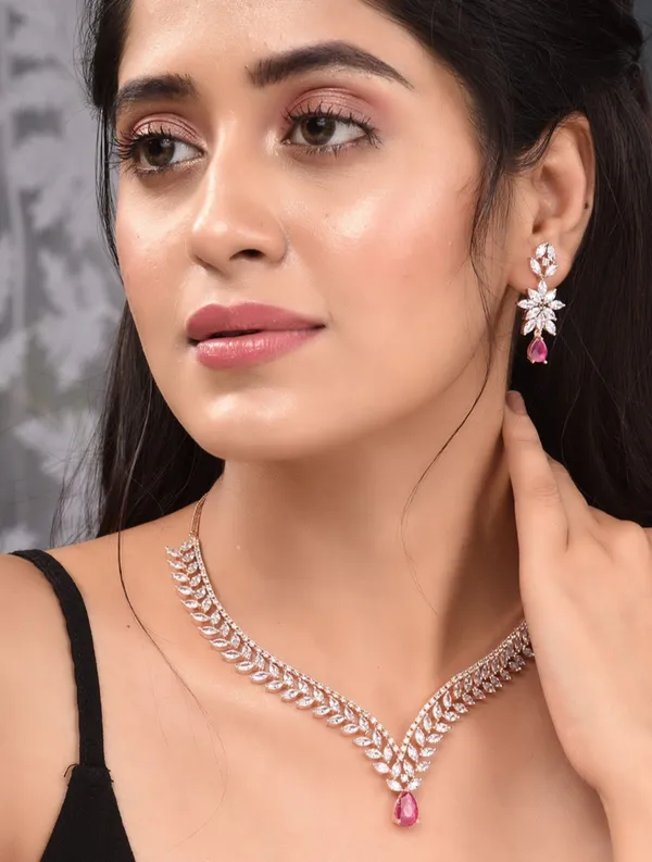 Rose_Gold_Red_Ad_Studded_Statement_Necklace_Jewellery