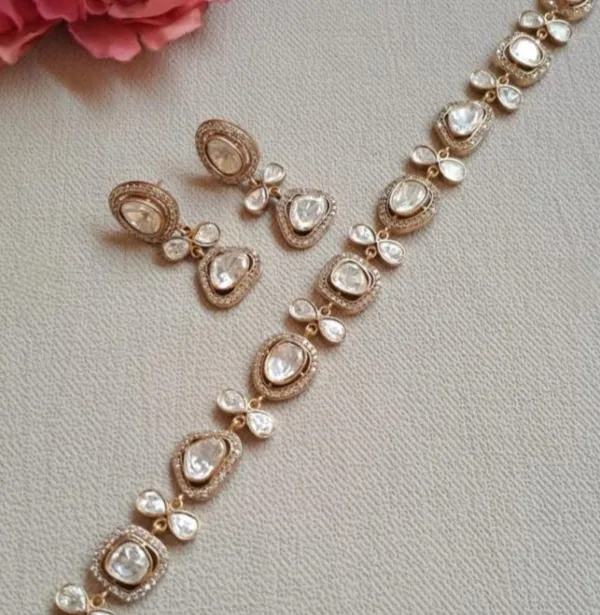 White_&_Gold_New_Uncut_Polki_Kundan_Necklace