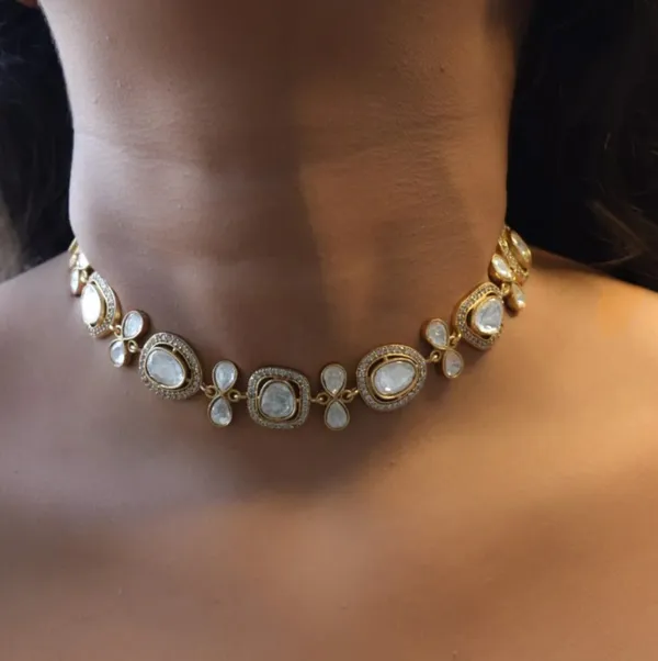White_&_Gold_New_Uncut_Polki_Kundan_Necklace