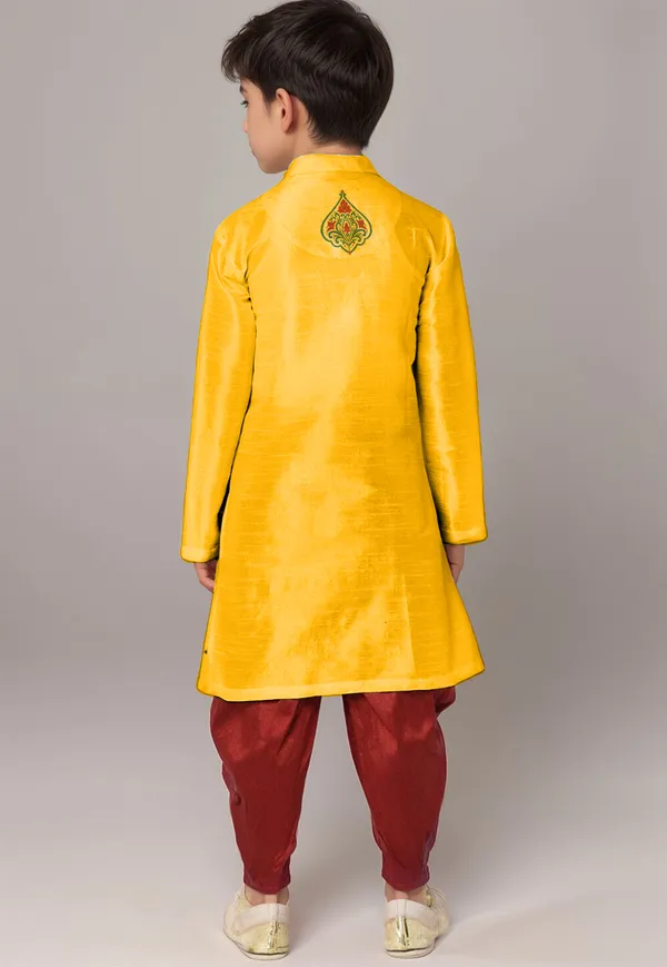 Yellow_Printed_Kurta_With_Dhoti_For_Boy