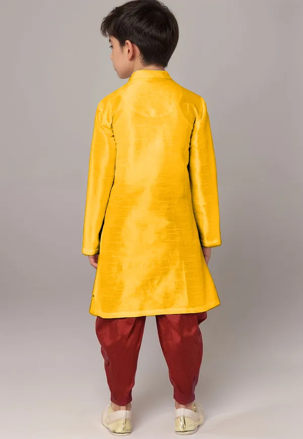 Yellow_Printed_Kurta_With_Dhoti_For_Boy