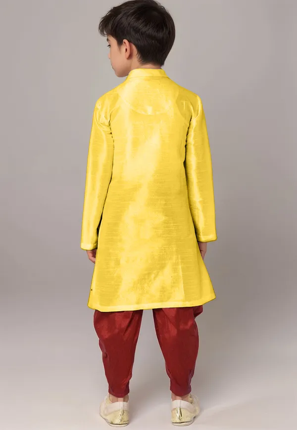 Yellow_Printed_Kurta_With_Dhoti_For_Boy