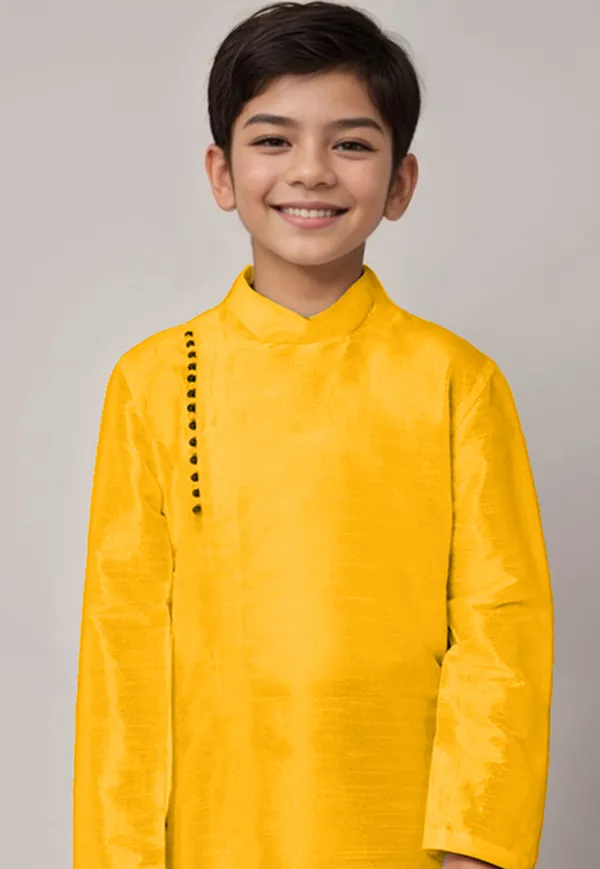 Yellow_Printed_Kurta_With_Dhoti_For_Boy